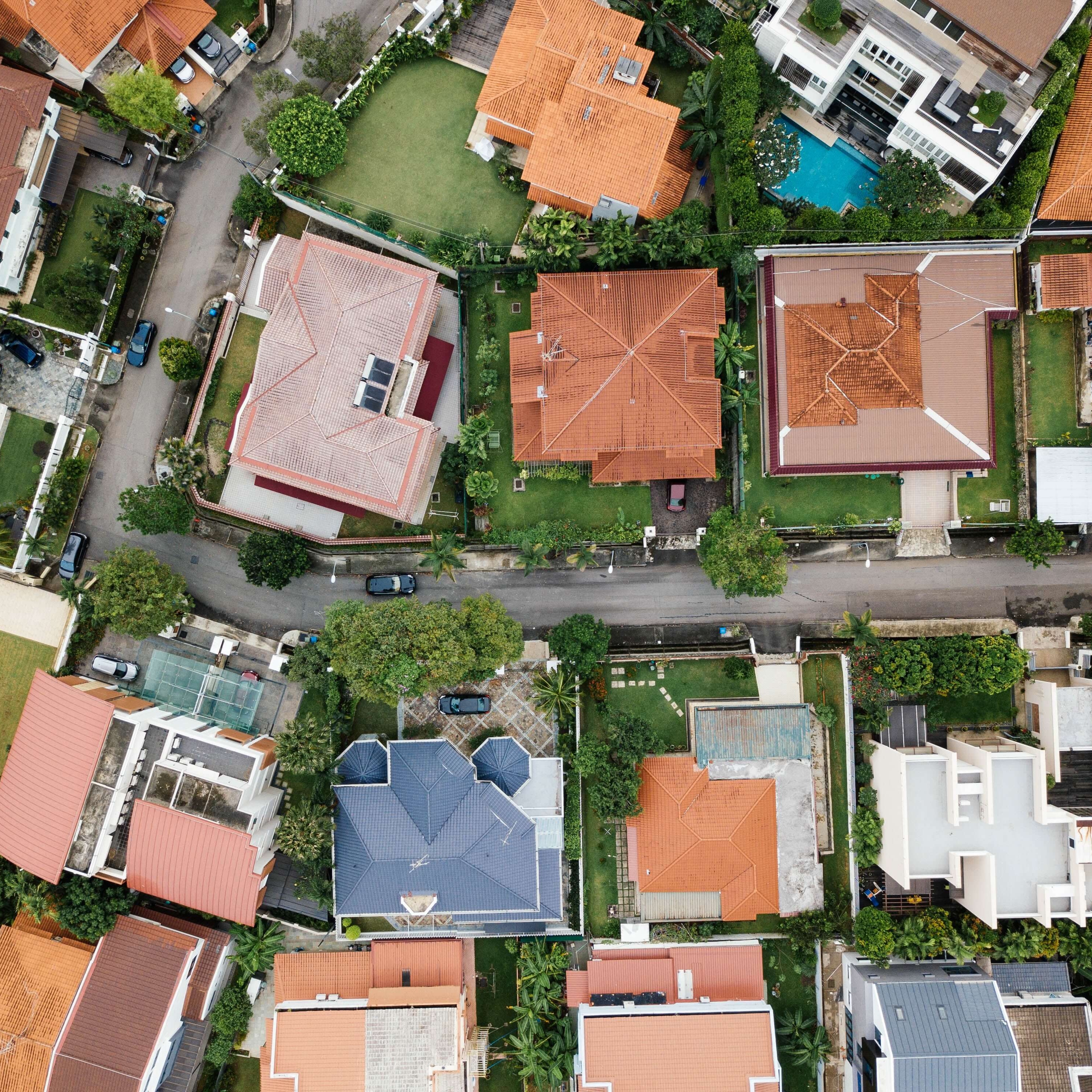 aerial of homes